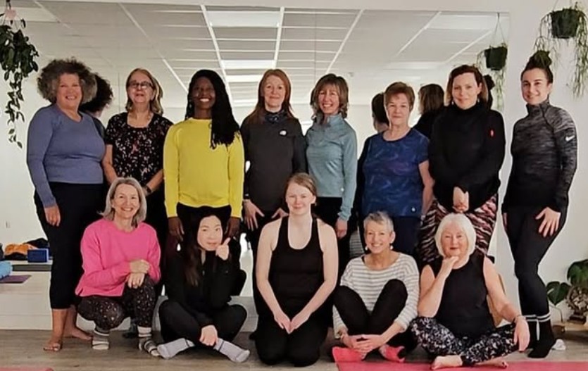 Dionne with yoga students