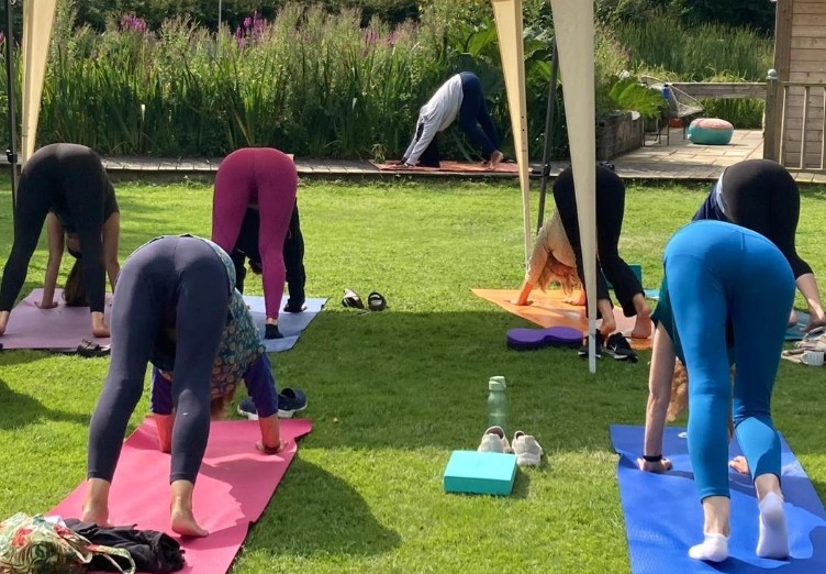 A yoga session outdoors
