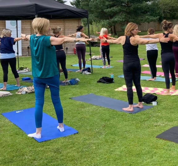 An outdoor yoga session